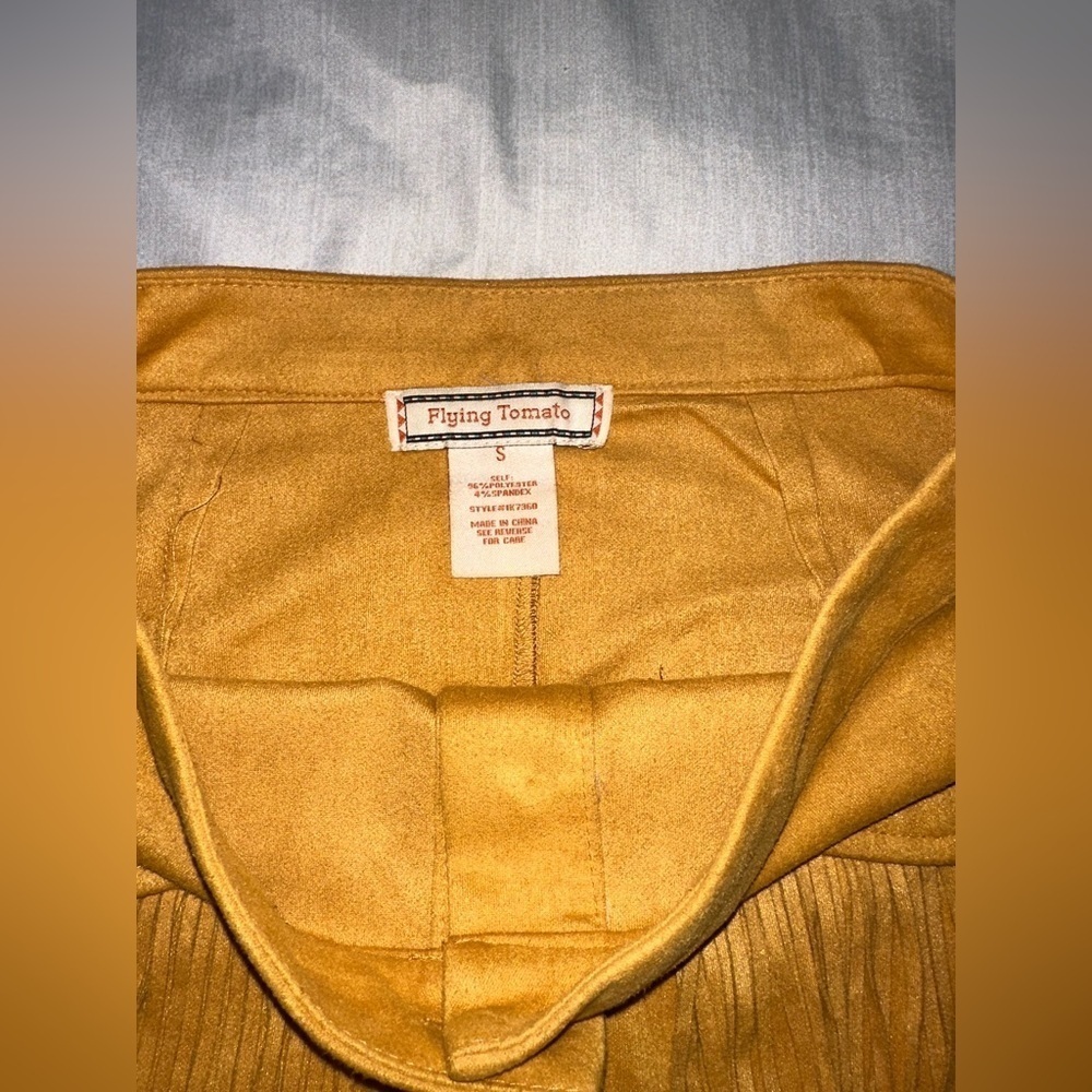 Flying Tomato Faux Suede Mustard Mini Skirt - Picture 6 of 7